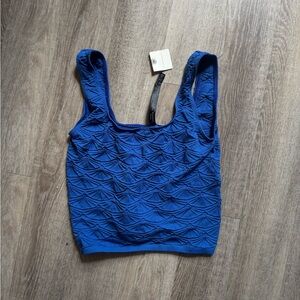 Anthropologie Blue Textured Crop Top